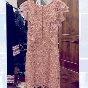 Adelyn Rae Lace Sheath Dress - Rose Gold - Small